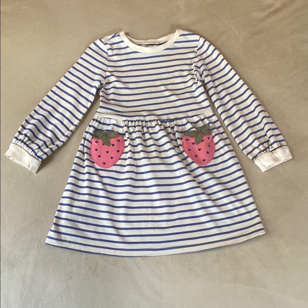 Carter's Blue and White Striped Dress with Pink Accents